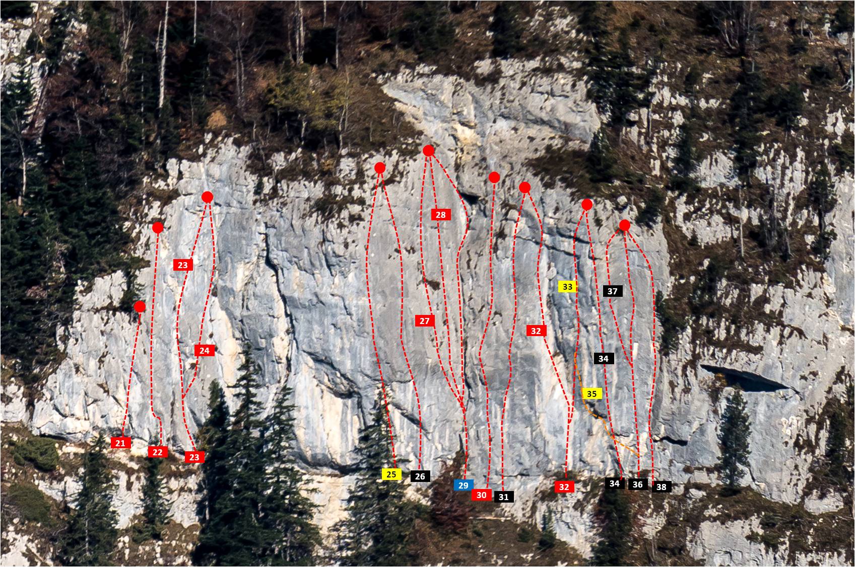 Climbing topo Fallenflue, Switzerland