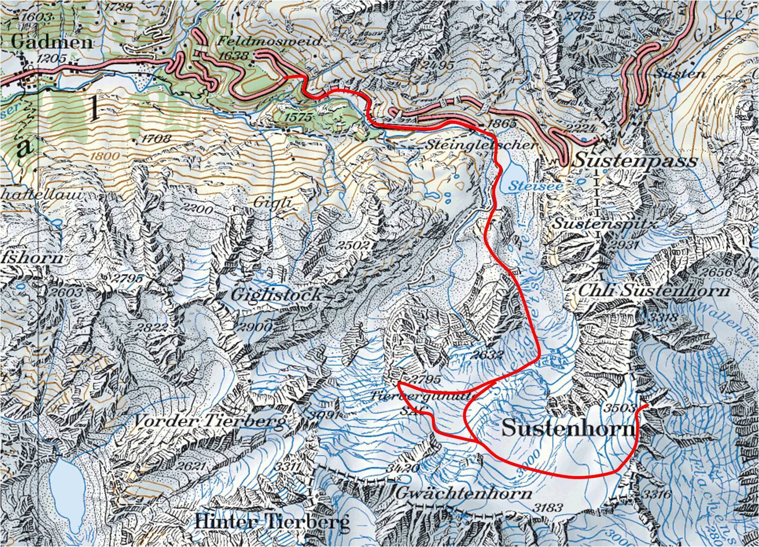 Sustenhorn ski tour topo